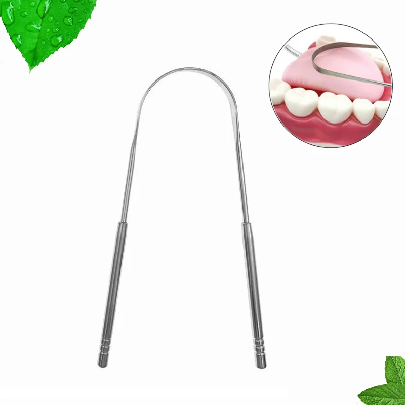 Tongue Scraper Cleaner Adult Surgical Grade Eliminate Bad Breath Stainless Steel Metal Tongue Scarper Brush Dental Scrapper Tool