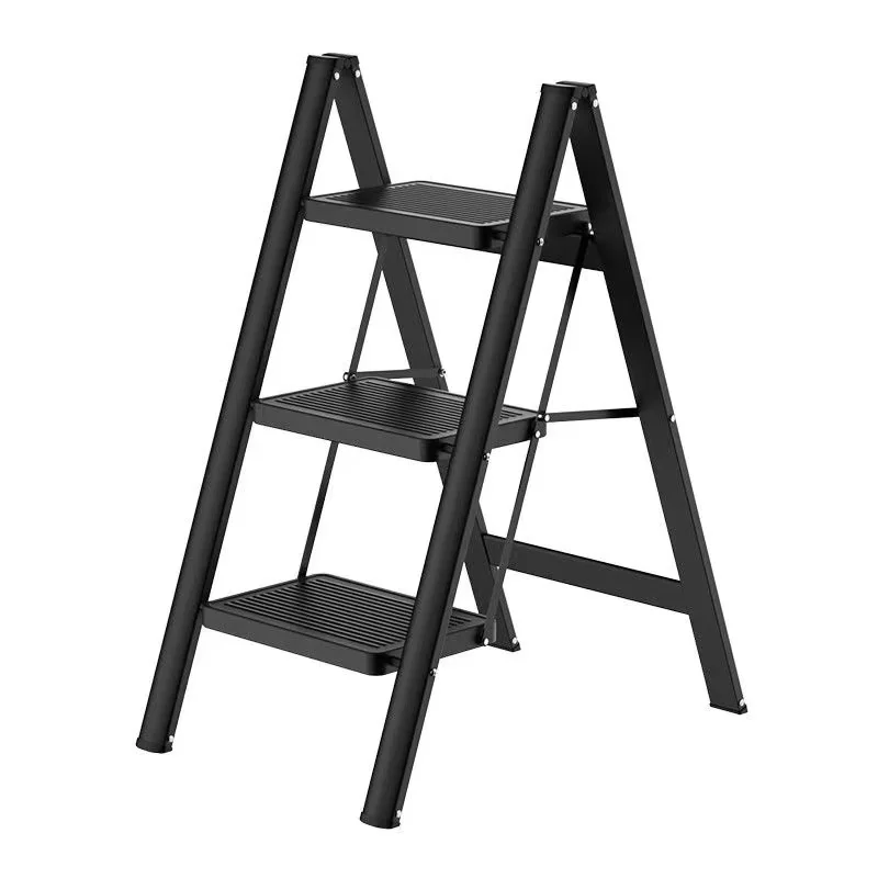 Anti-Slip Pedal Largo 3 Passo Folding Stool, liga de alumínio, Multifunções Step Ladder, prateleira de armazenamento, Flower Pot Stand, 330lbs