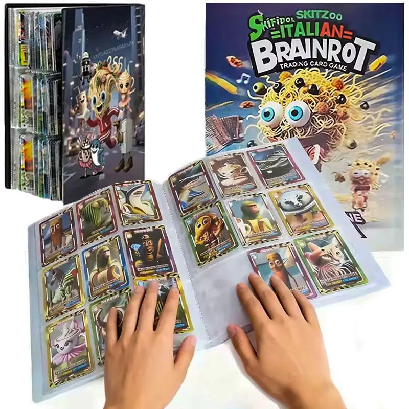 

Итальянский альбом для карт Brainrot TungTungTung Sahur Tralala, 24 страницы с 9 страницами, защитная пленка для хранения карт для детей, подарок