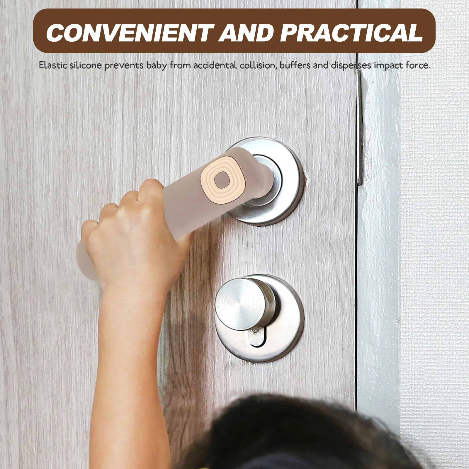 Silicone Door Handle Cover Baby Proofing Protective Sleeve for Long Handles Anti Collision Knob Guard Child Safety Wall