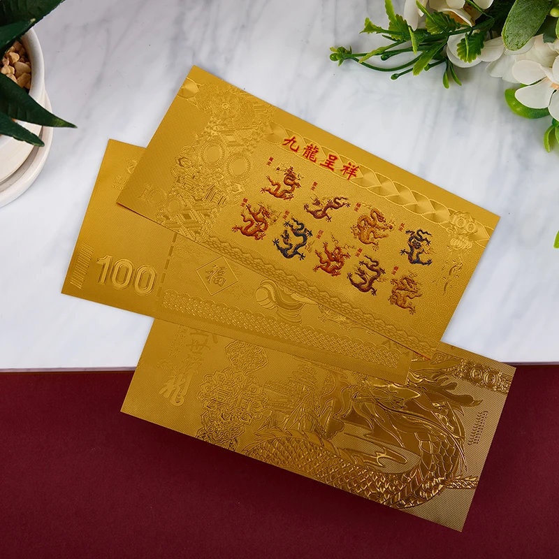 2024 Dragon Year Note Coin Gold Plated Celebrating Commemorative Notes For Collection Home Decor Lucky Bag Guest Gift Crafts