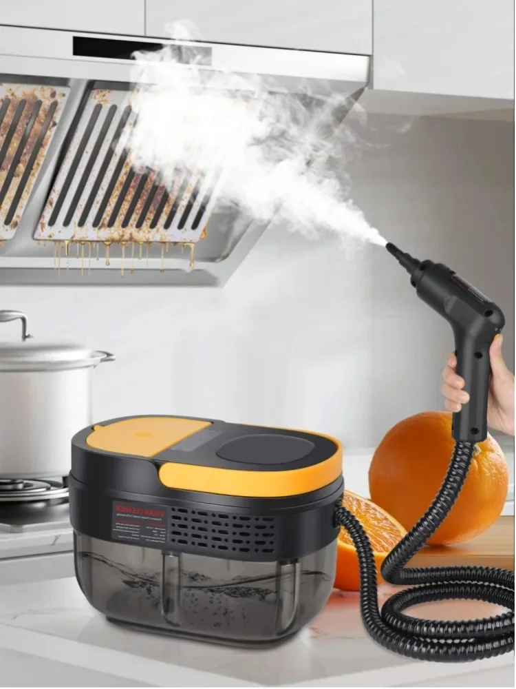 Parownica wysokociśnieniowa 2500W, ręczna parownica wysokotemperaturowa z zbiornikiem na wodę 1600ML, przenośna maszyna do czyszczenia parą do domu, łazienki, kuchni, samochodu. — 2