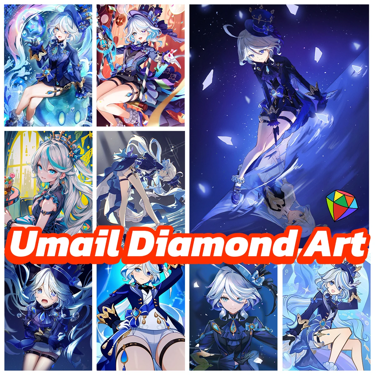 

Furina AB Diamond Painting Kit Genshin Impact Game Poster 5D Diamond Cross Stitch Embroidery Hand Cartoon Mural Home Wall Decor