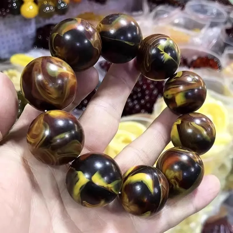 سوار شمع العسل الجديد، سوار خرز دائري، مجوهرات شمع العسل الكهرماني الكلاسيكية متعددة الاستخدامات للرجال والنساء #3