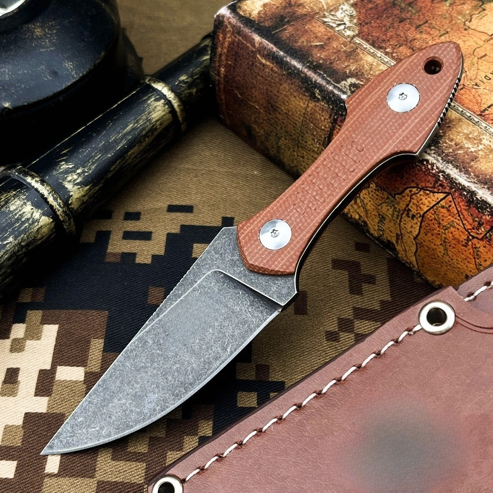 Portable EDC Fixed Blade Knife G10 Handle D2 Blade with Sheath Multi-purpose Outdoor Hunting Tool