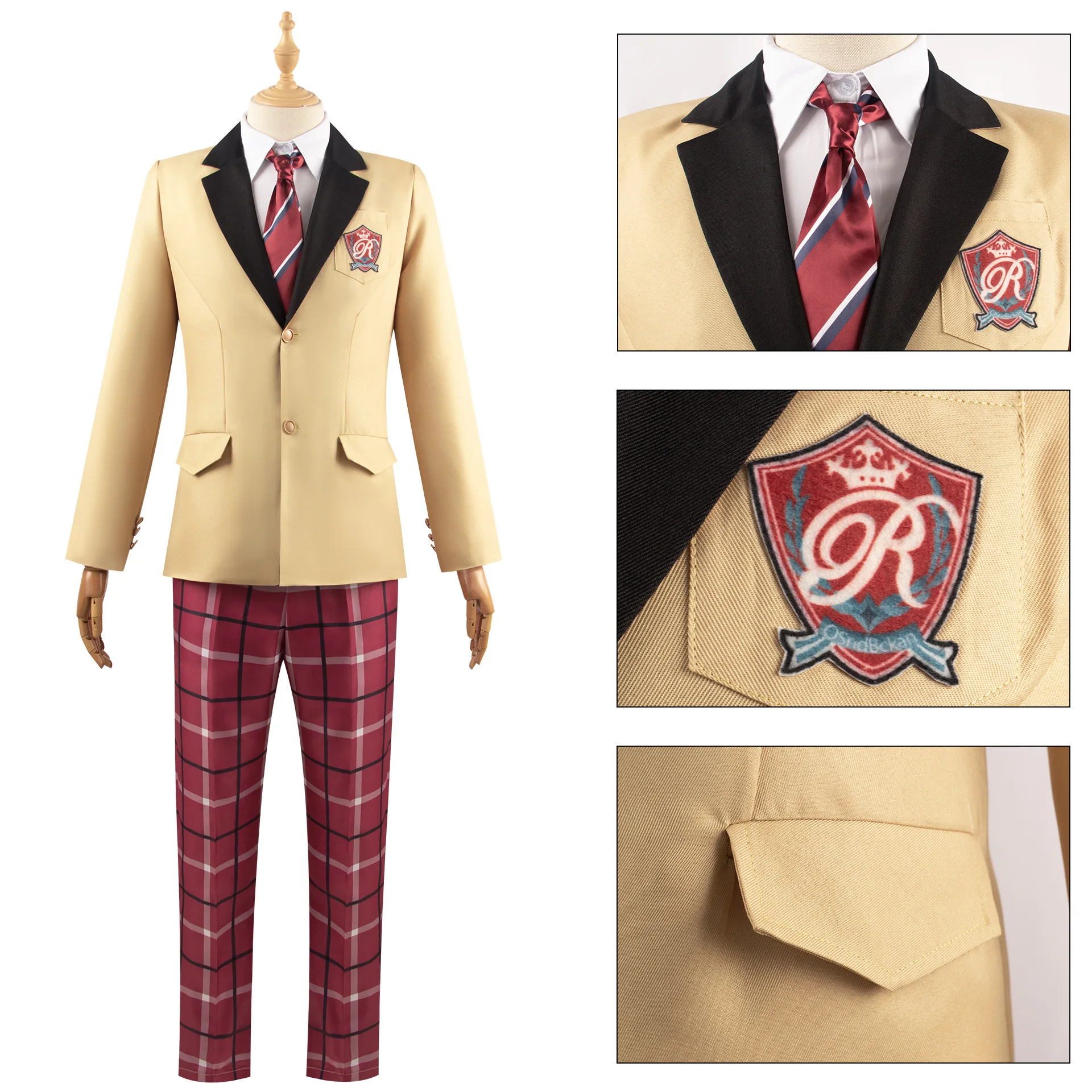 

Nito Nazuna Cosplay Costume Elegant Uniform Coat Top Pants with Tie Full Set Stage Singing Halloween Carnival Outfit Suit