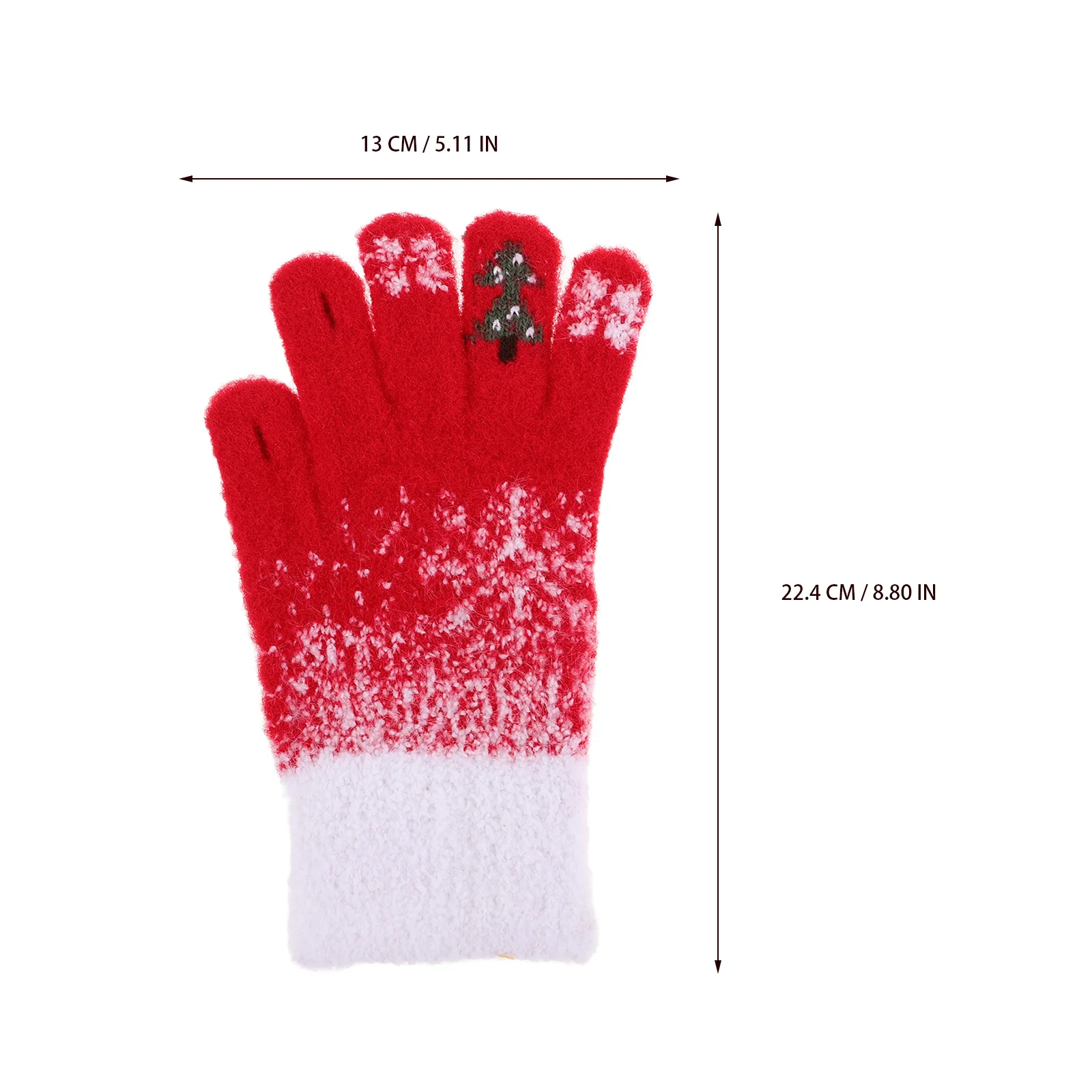 زوج واحد من قفازات الطقس البارد النسائية الدافئة بتصميم عيد الميلاد وشاشة تعمل باللمس متوافقة ومريحة مناسبة للأنشطة الشتوية الخارجية