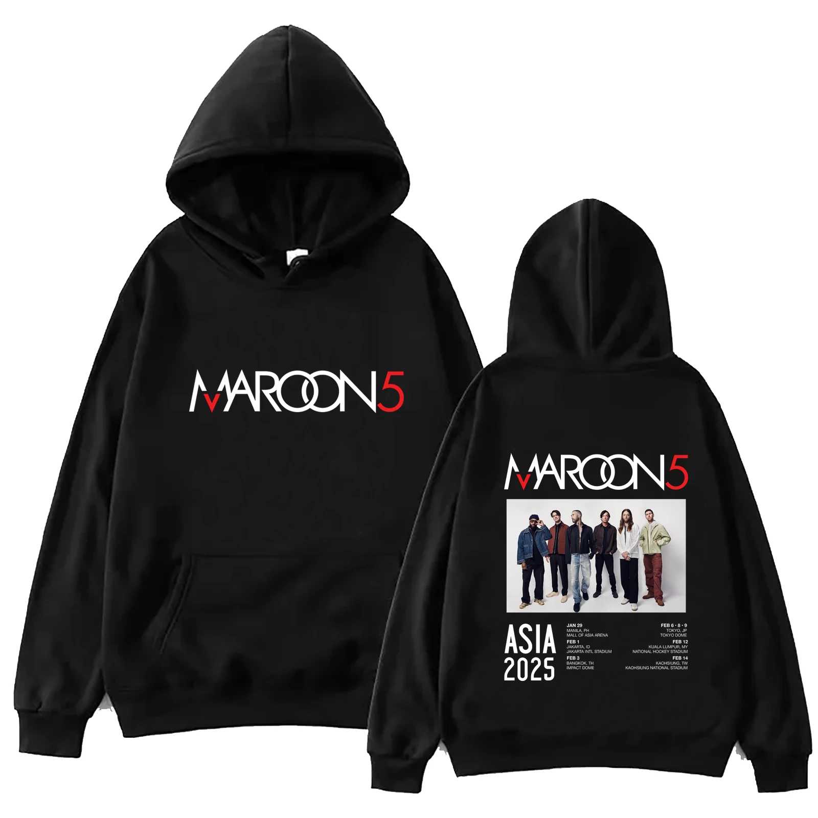 Maroon 5 Asia Tour 2025 Music Fans Gift Hoodie Regular Spring and Summer Long Sleeve Casual Unisex Printing