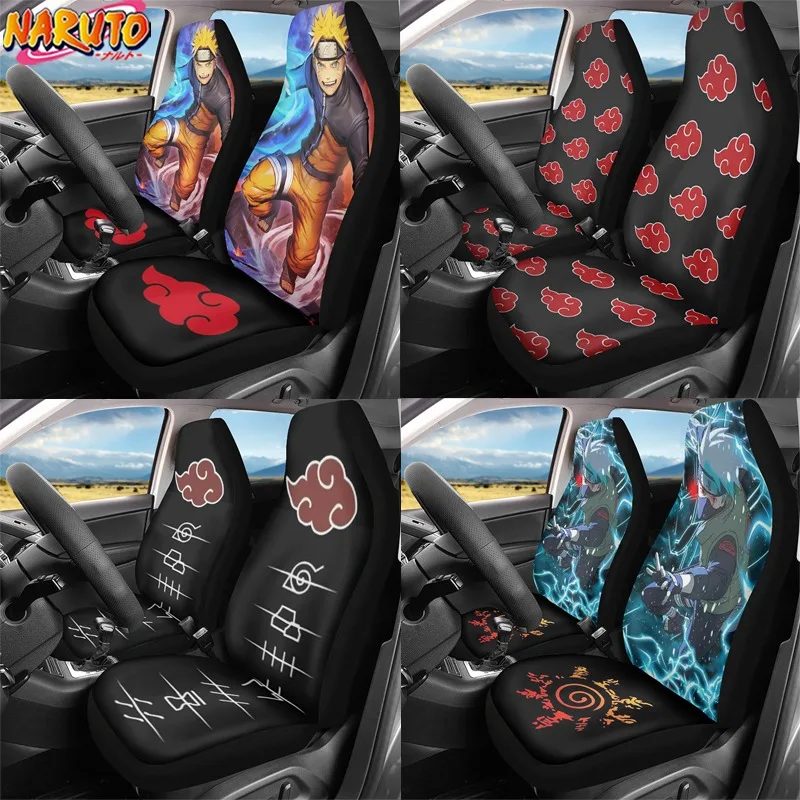 2Pcs Anime Naruto Automobiles Seat Covers for Car Front Seat Protector Cover Akatsuki Interior Accessories Cushion Case Decor