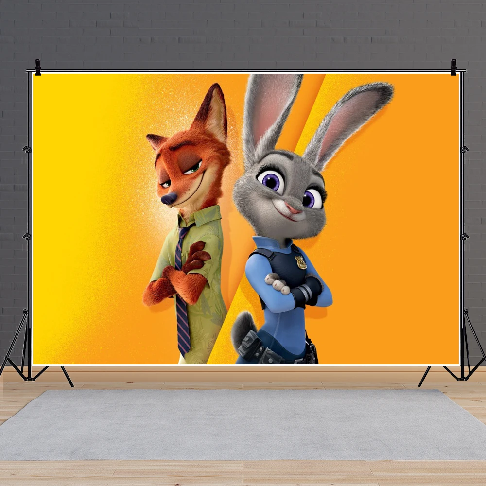 Zootopia Photo Backdrop Background For Photography Zootropolis Baby Shower Birthday Decoration Kid's Party Props Supplies Custom