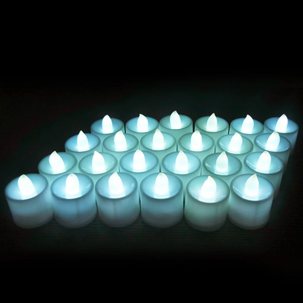 12 قطعة شموع محاكاة LED إلكترونية عديمة اللهب Tealight ديكور رومانسي لبار المنزل مقهى (لون عشوائي)