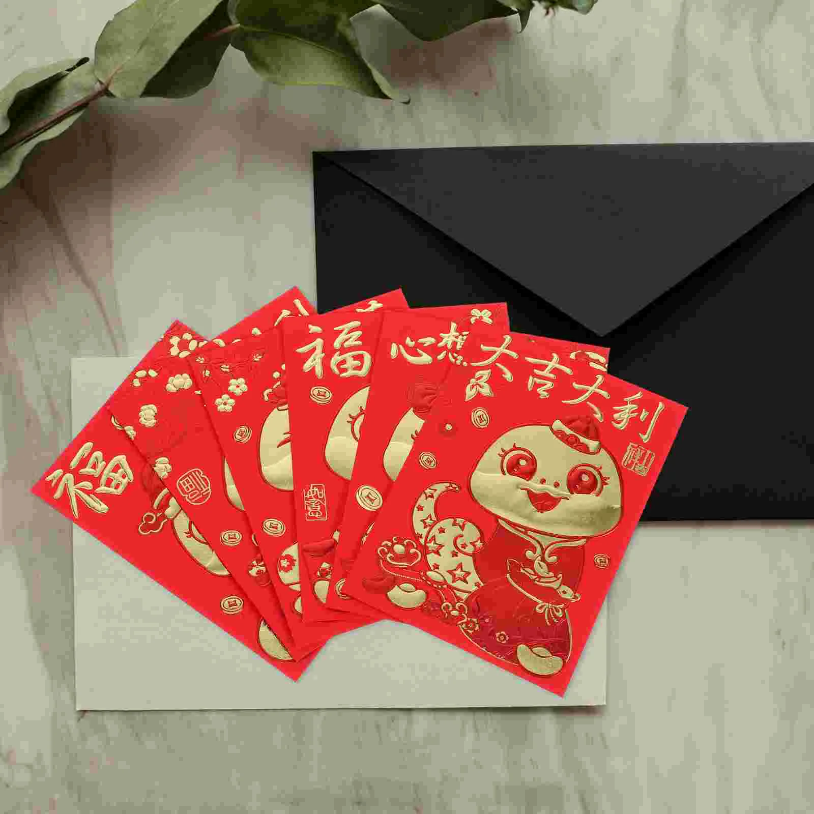 60 Pcs Lai See Red Envelope Bag Lunar New Year Envelopes Lucky Money Bags 2025 Snake Specialty Paper Chinese of The