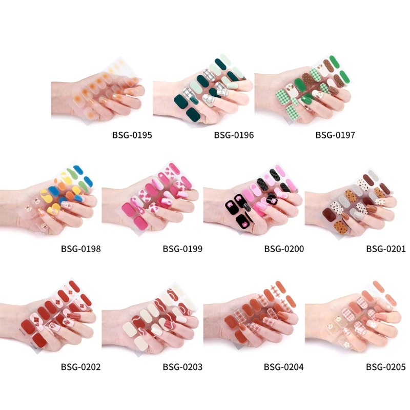 

16Pcs Wraps Women Polish Strips Self Adhesive Polish Sticker Gel Strips Fingernail Manicure Stickers