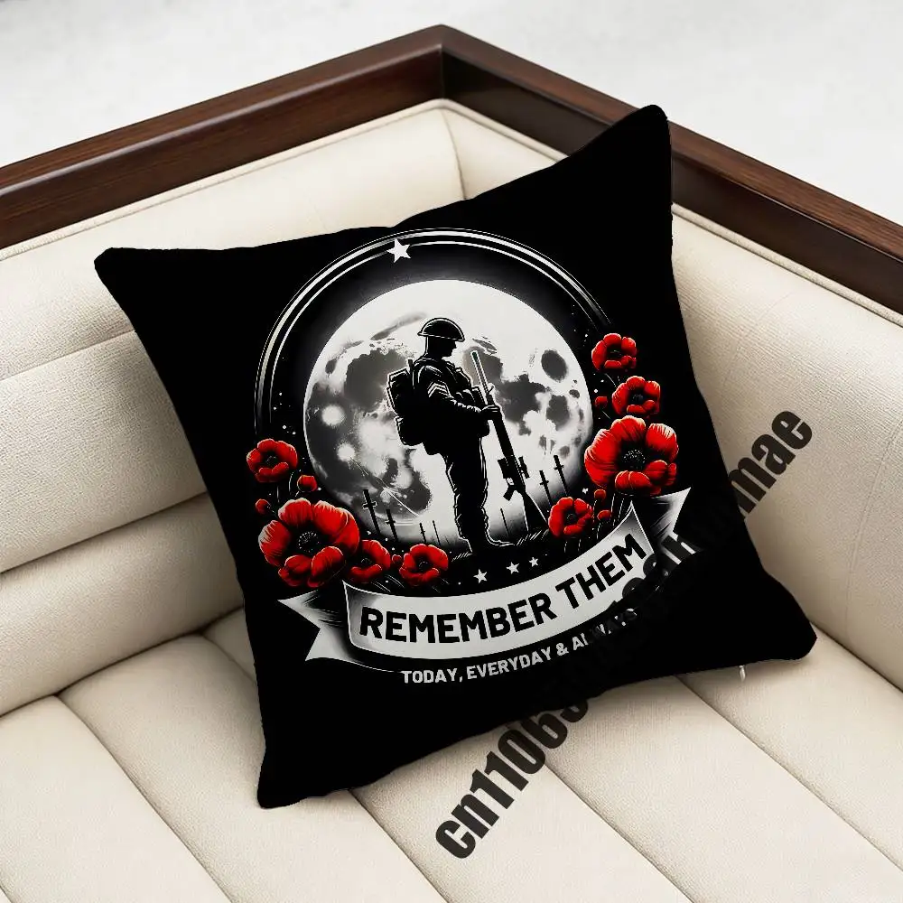 

For Memorial Day Veterans Red Poppy Throw Pillow Case Sham 45x45cm 35x35cm Square Bedroom Pillowcase Cushion Cover