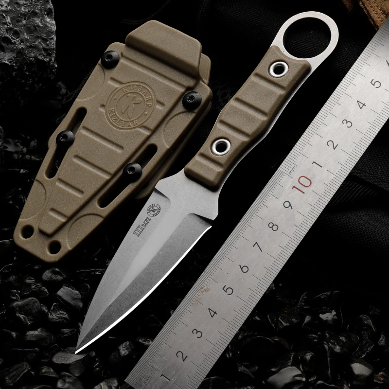 High quality AUS-8 steel fixed blade, straight outdoor knife, wilderness survival knife, G10 handle men's small knife