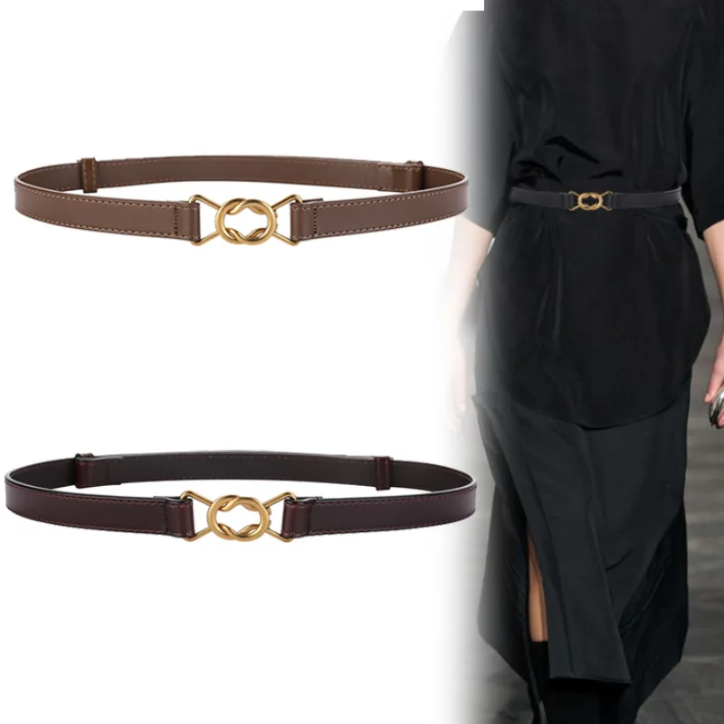 

Designer High Quality Genuine Leather Thin Belt Womens Decorative Suit KoreanVersion Dress Fashion New Cowhide Adiustable Belt