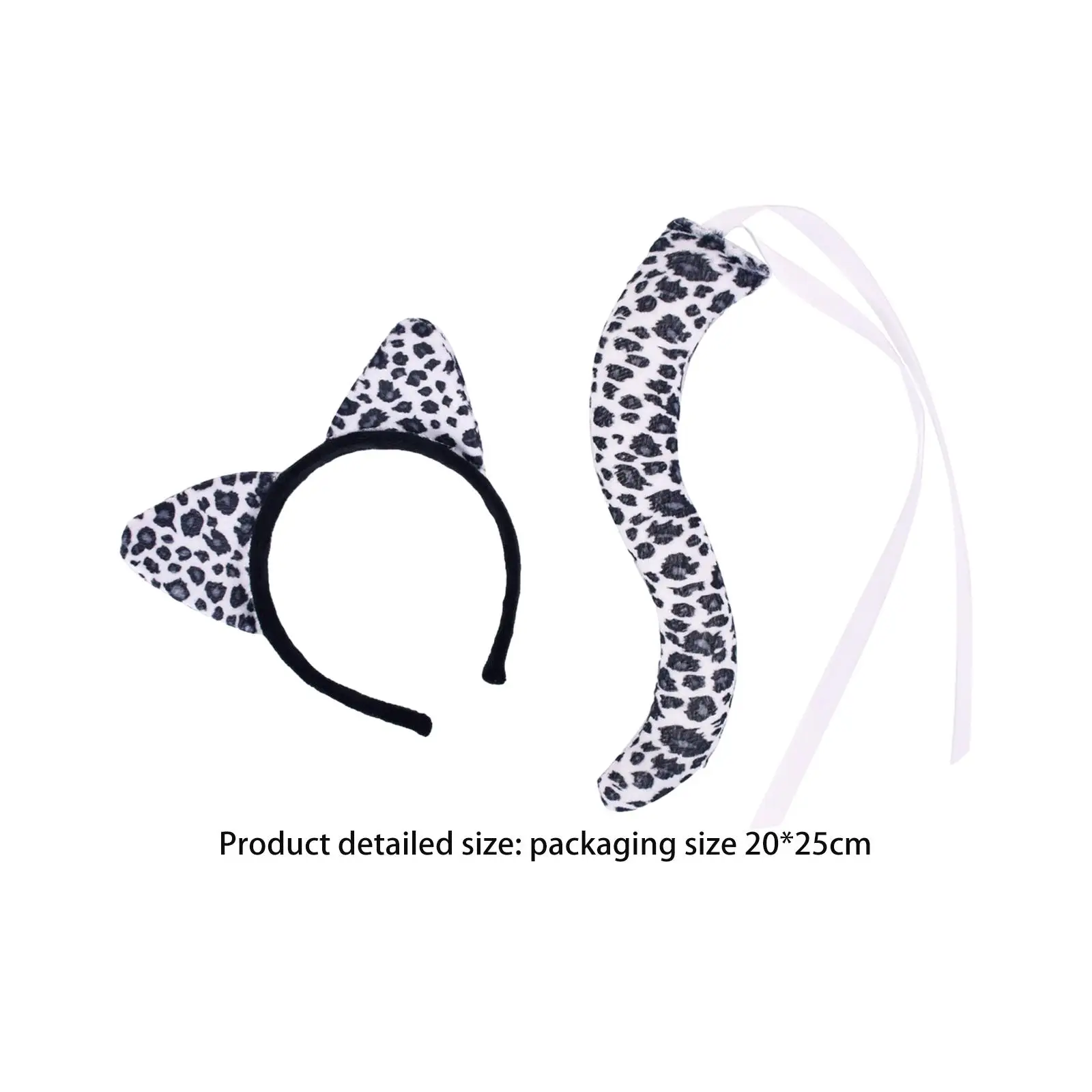 Panther Ears and Long Tail Set Costume Props for Party Halloween Masquerade