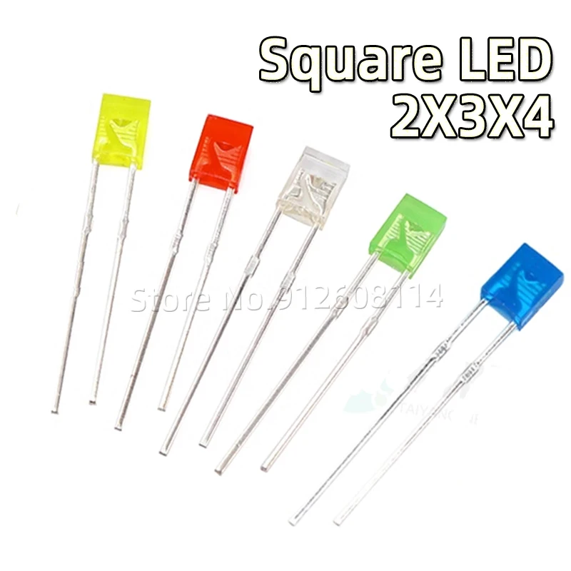 50Pcs 2X3X4 Square led 234Red Light-emitting Diodes Red White Blue Green Yellow Orange 2*3*4 Electronic DIY Kit