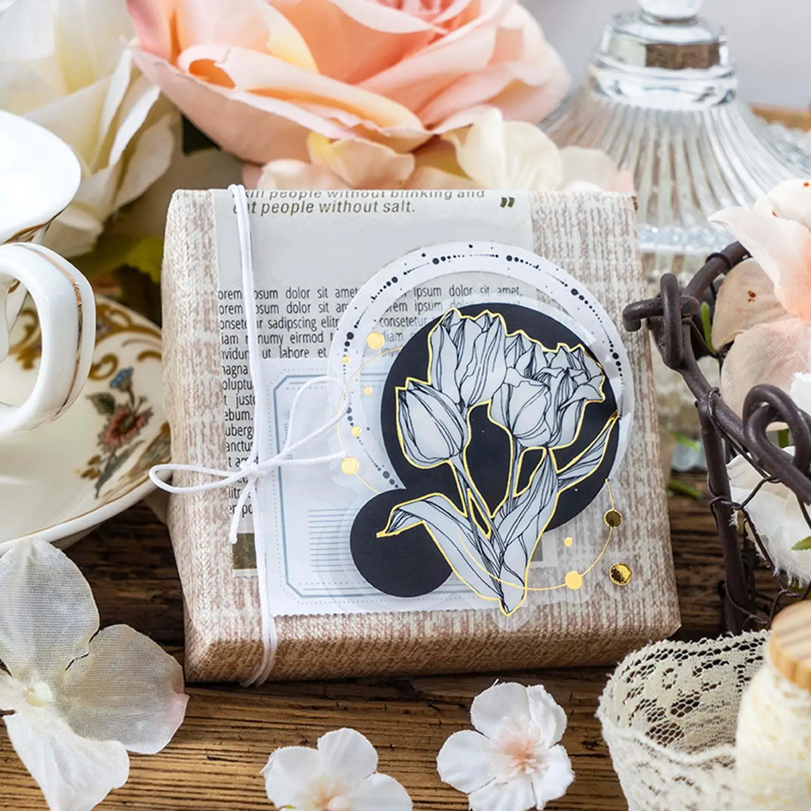 5 × 30 قطعة من ملصقات الزهور لشريط حساب اليد على الطراز القديم ملصق المزارعون المزخرف للحقيبة