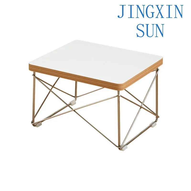 Coffee table small apartment household ins simple white bay window low table stainless steel medieval small side corner table