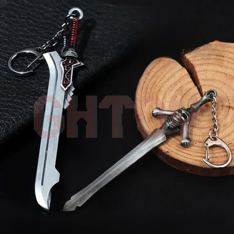 

12cm/4.72in Devil Mays Nero Transforms EX Crimson Queen Sword Keychain Dante Rebellious Blade Weapon Metal Pendant Ornaments Boy