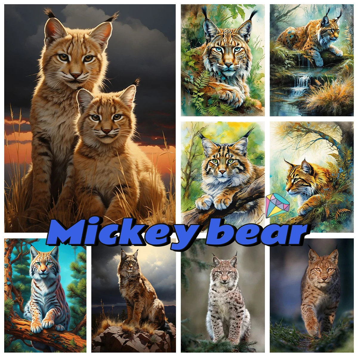 Eurasian Lynx Diamond Painting Kit Wild Animals Photo Diy Diamond Embroidery Cross Stitch Interesting Hand Gift Home Wall Decor