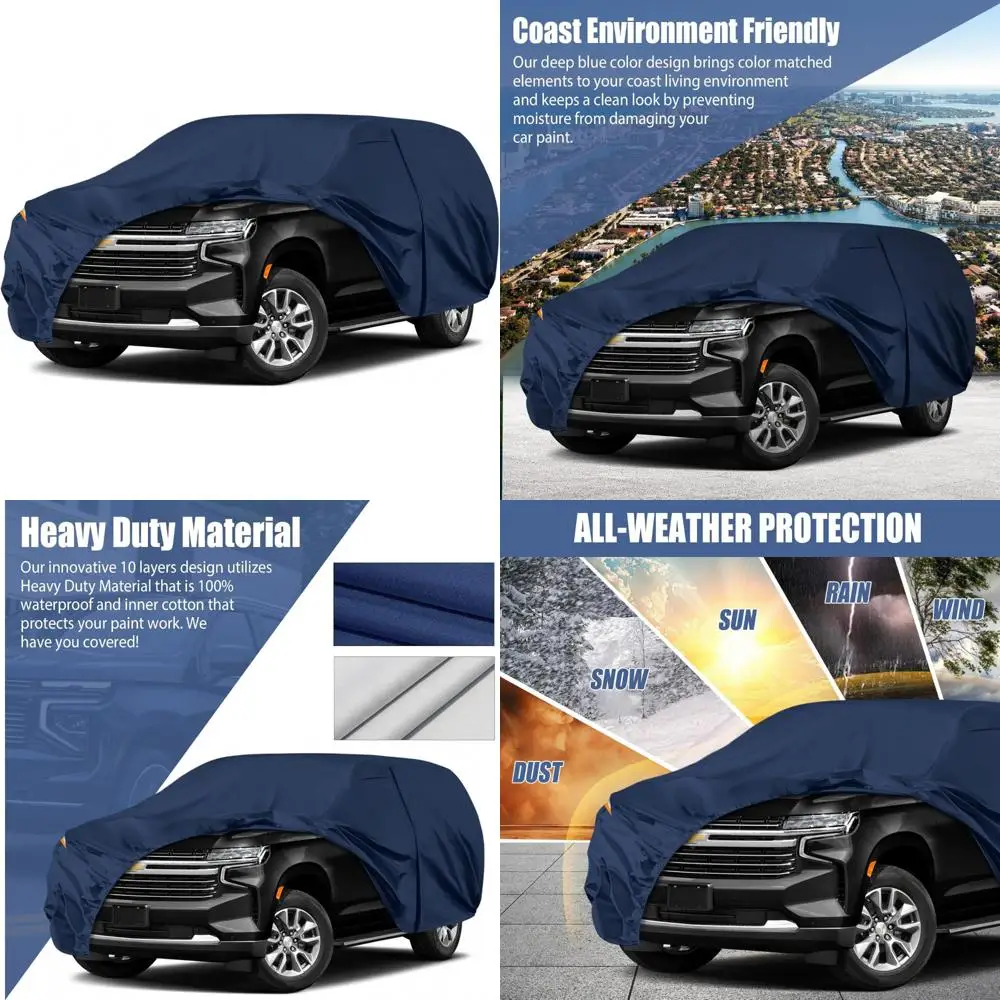 

Heavy-Duty Waterproof Car Cover for 2007-2026 Chevy Suburban, GMC Yukon XL, Cadillac Escalade ESV - 10-Layer Premium Protection
