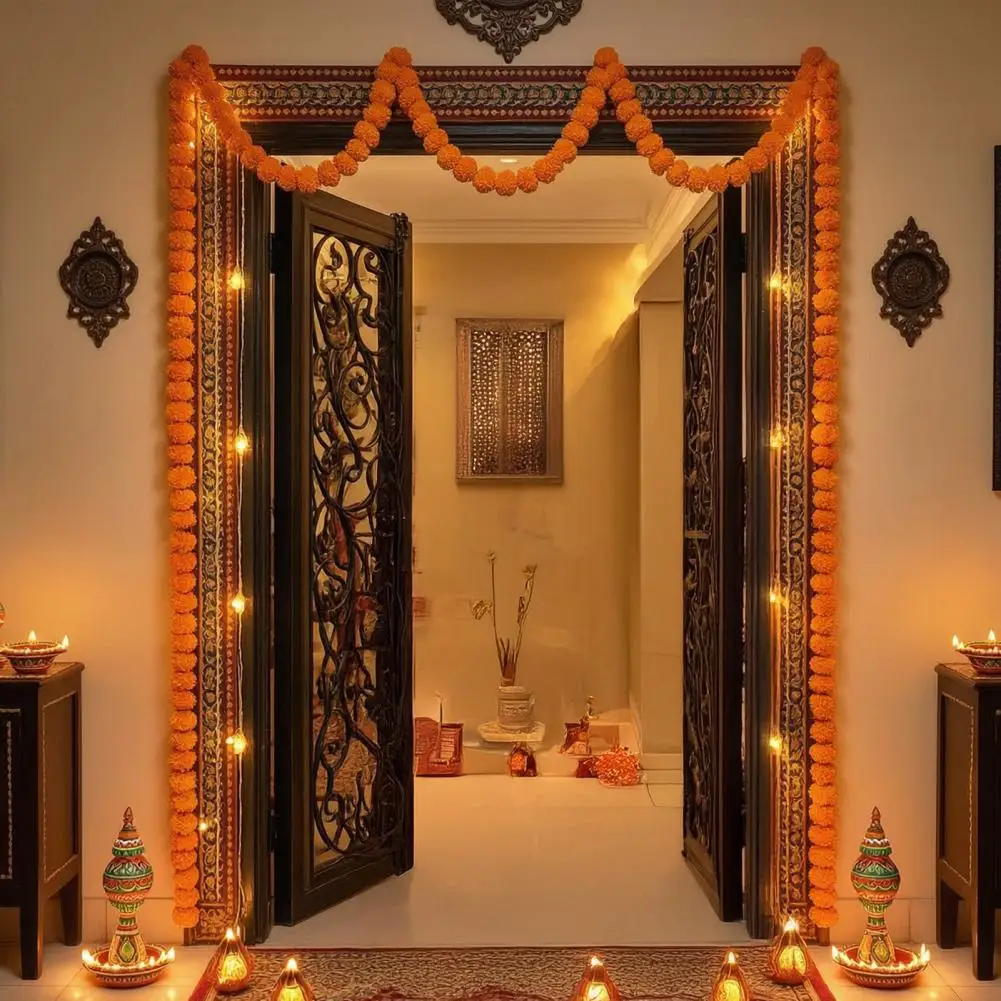 Battery Operated Marigold String Lights Led Marigold Wreath for Weddings Artificial Marigold Flower String Lights Led for Dia