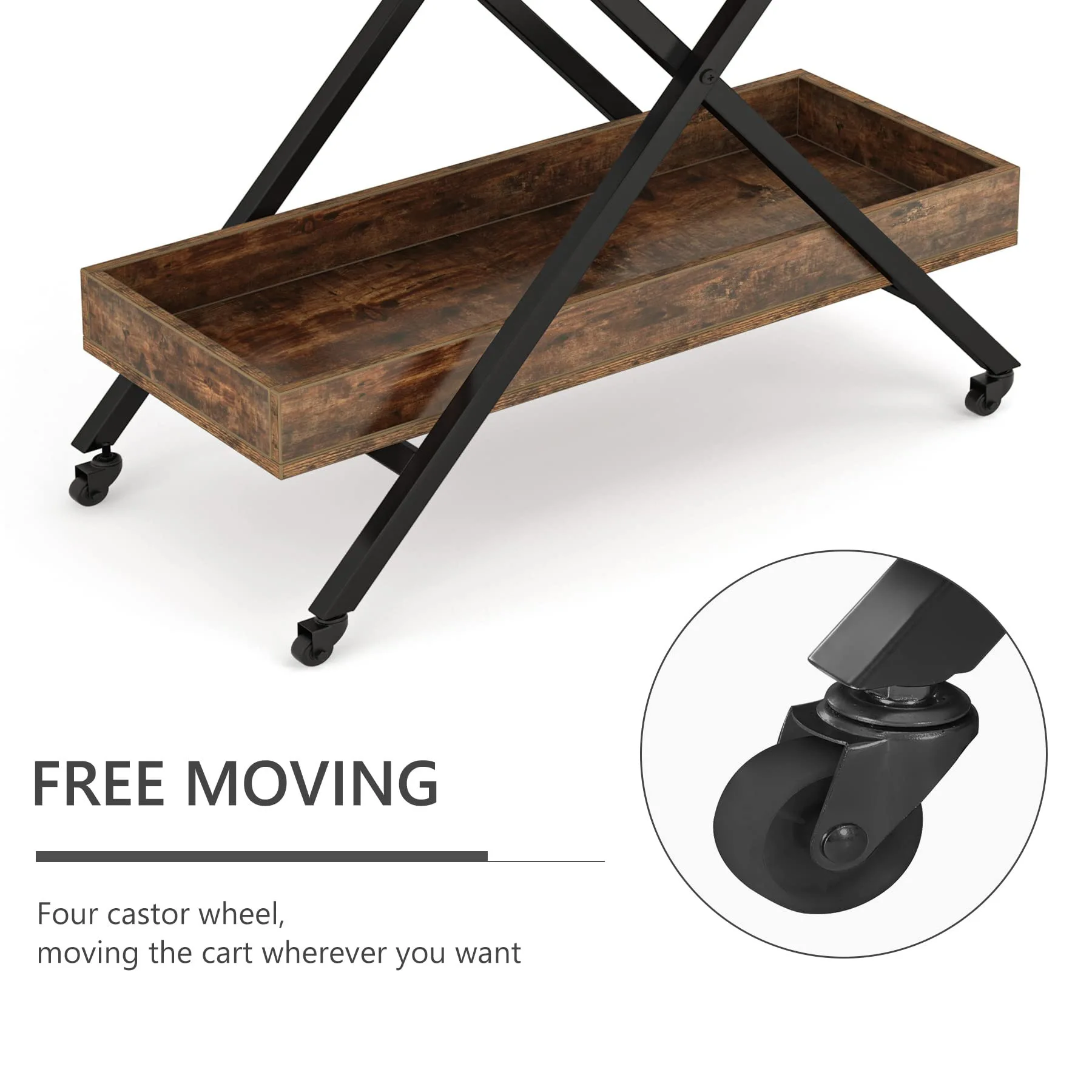Simple Retro Home Wrought Iron Dining Car Hotel Wine Service Car Mobile Home Plate Storage Restaurant Trolley