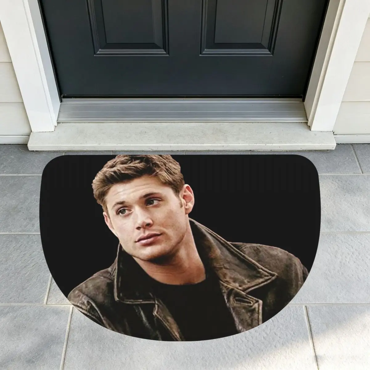 Dean Winchester Supernatural Soft Flannel Half Round Doormat Non Slip Bathroom Mat Absorbent Floor Carpet for Garage