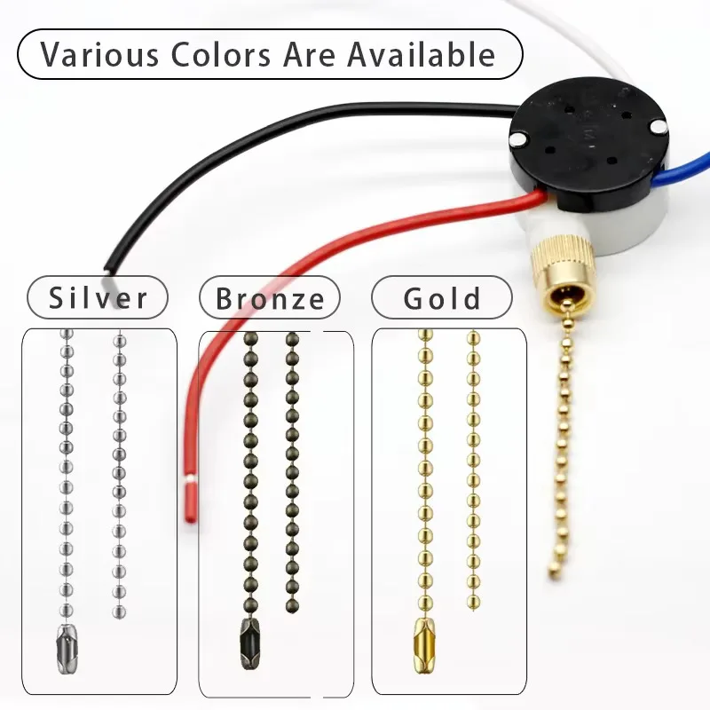 208S1 3 4 Wire Home Fan Speed Control Replacement Pull Cord Chain Switch 3A 6A Good Quality