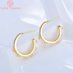 (2341) 22MM 24K Gold Color Plated Brass Round with Hanging Hole Stud Earrings High Quality DIY Jewelry Making Findings