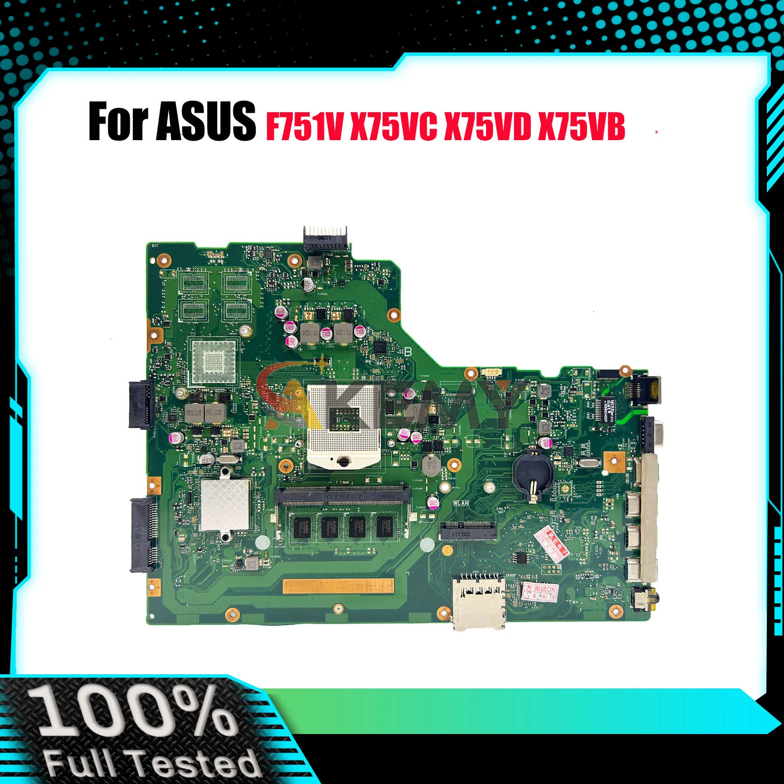 

X75VD Laptop Motherboard For ASUS VivoBook X75VB X75VC X75VD X75V F751V Notebook Mainboard in stock 100% tests OK fast shipping