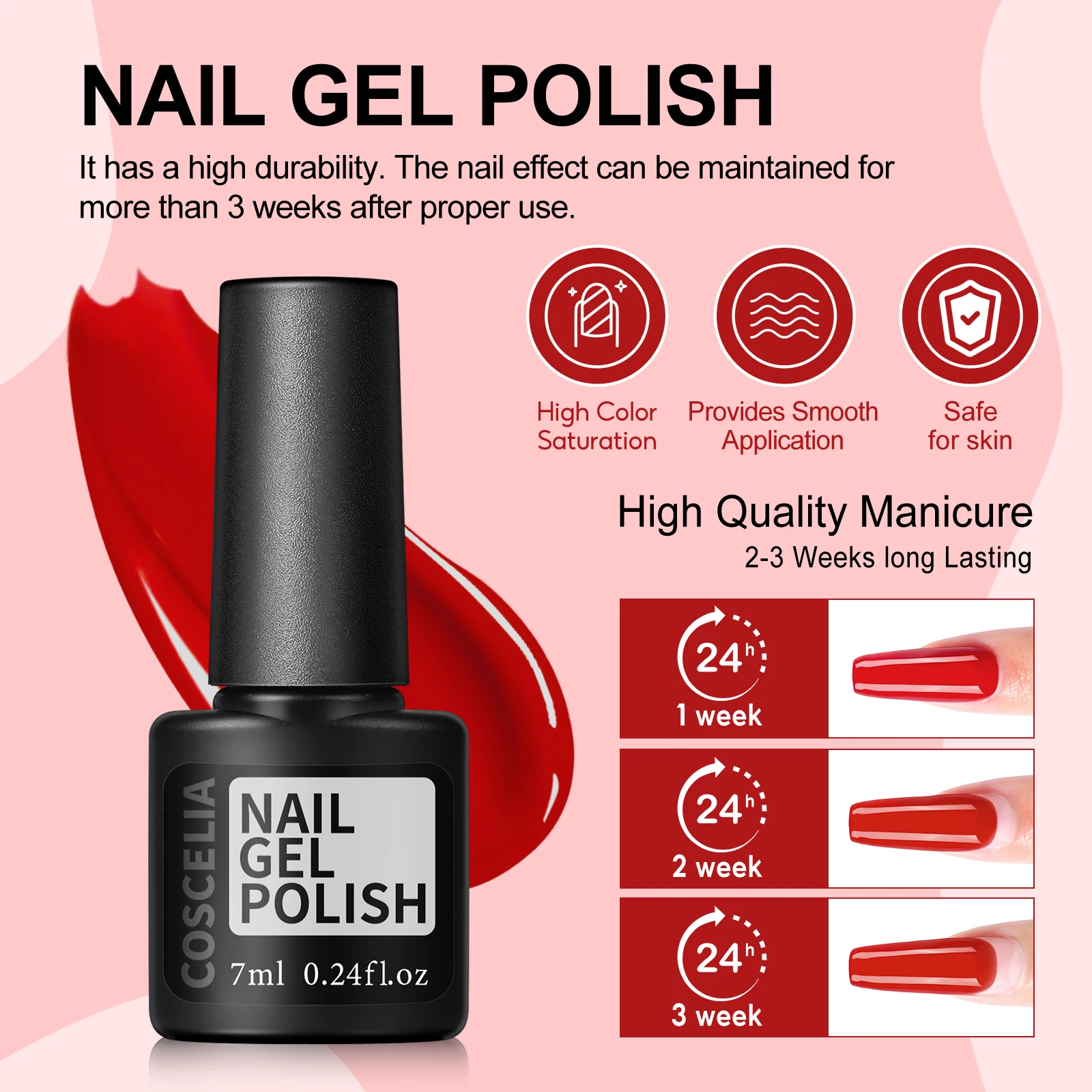 Coscelia 7ML Colorful Gel Nail Polish 20 Colors Long Lasting Semi Permanent Nail Art Manicure Soak Off LED UV Gel Nail Varnishes