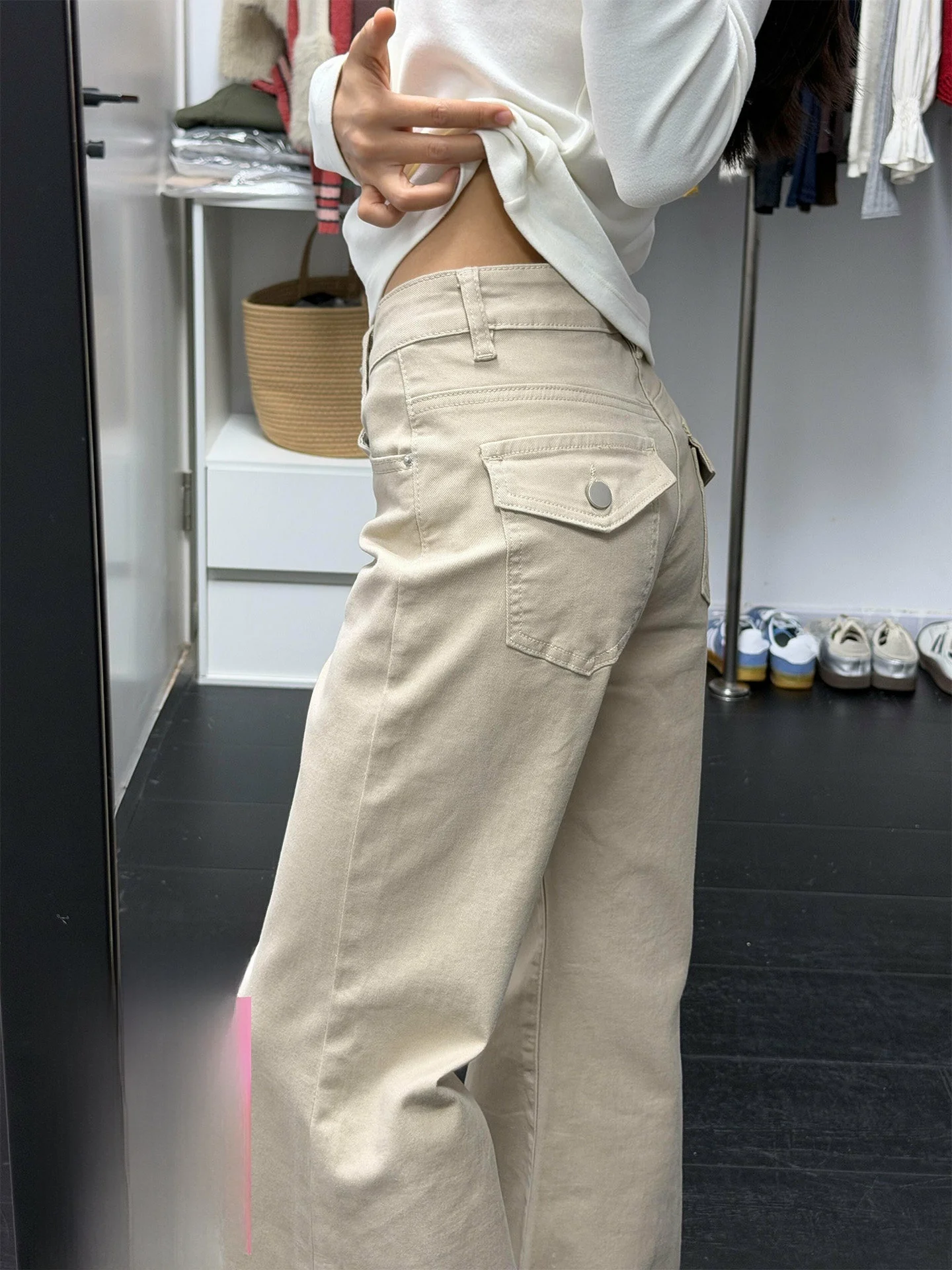 

Ретро джинсы-клеш цвета хаки для женщин, в стиле BF, с флисовой подкладкой, с высокой талией, прямые брюки-клеш с высокой талией