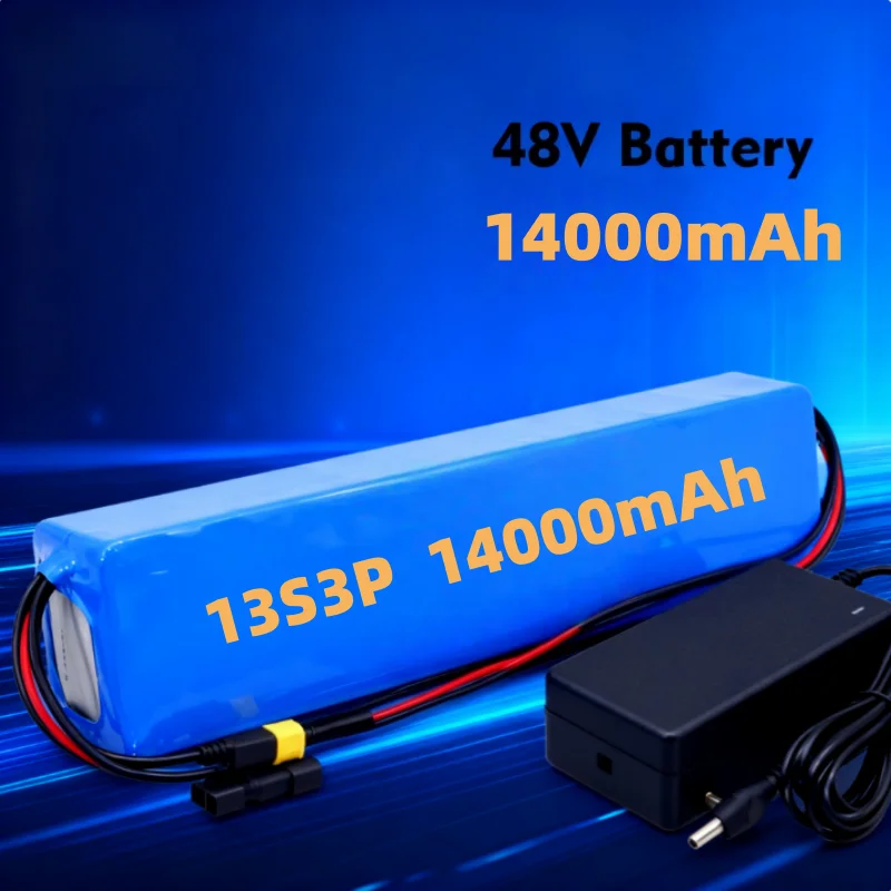 대용량 13S3P 48V 12Ah 14000mAh 리튬 이온 배터리 팩 54.6V 충전기 XT60 포트 포함 전기 자전거 및 전동 공구용