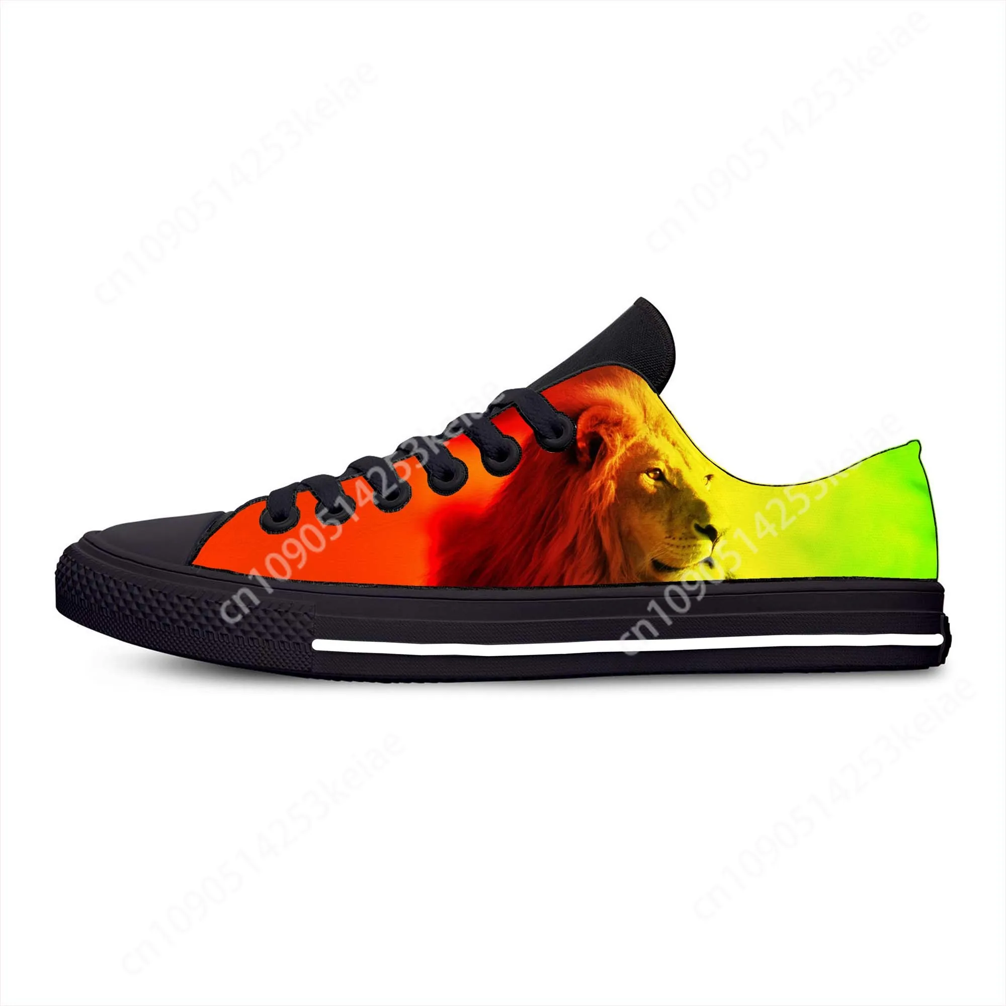 Reggae Rastafarian Rasta Rastafari Lion Of Judah Casual Cloth Shoes Low Top Lightweight Breathable 3D Print Men Women Sneakers