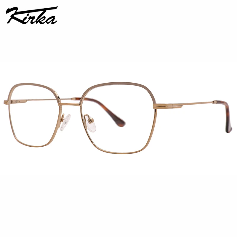 Kirka Optical Woman Square Shine Colors Metal Eyeglasses Female Prescription with Transpartent Lens Metal Frames MW3082