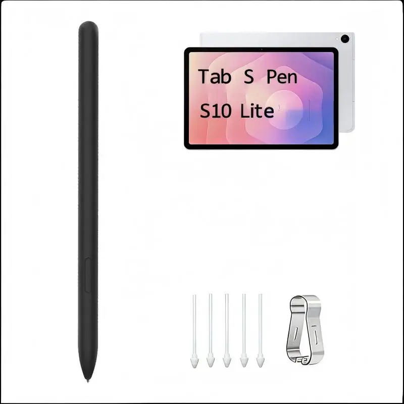 

Стилус S Pen для Samsung Galaxy Tab S10 Lite, замена стилуса S Pen для Tab S10 Lite, без Bluetooth + 5 сменных наконечников (черный)