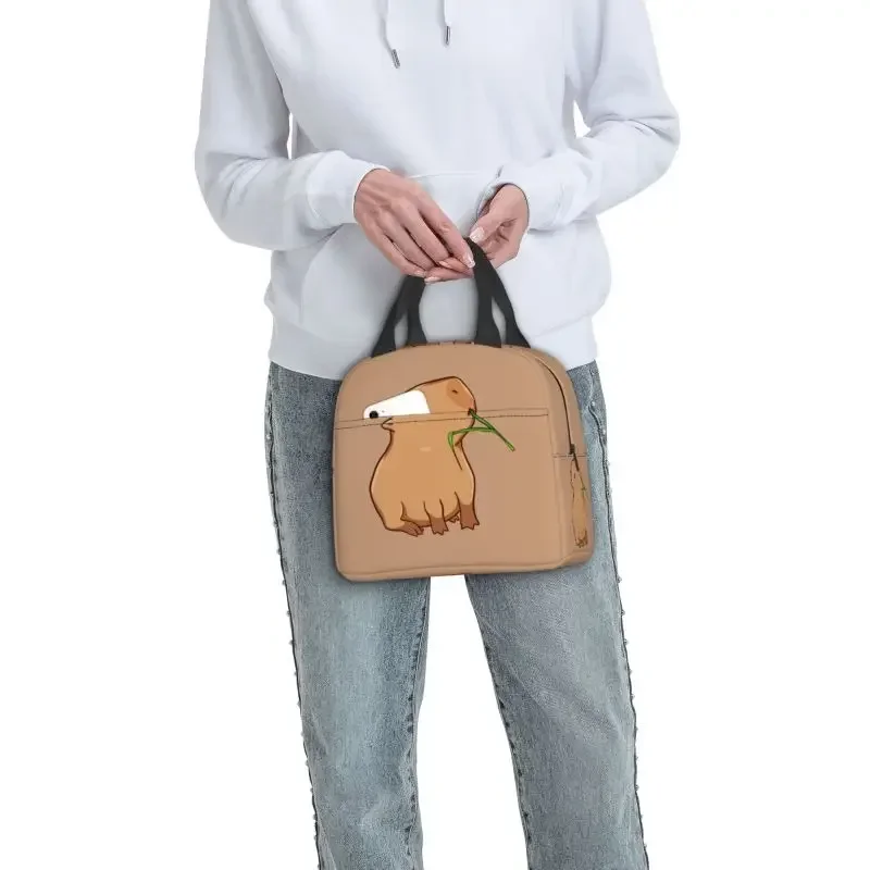 Cute Capybara Insulated Lunch Box for Women Warm Cooler Thermal Bag Outdoor Camping Travel Picnic Food Container Tote