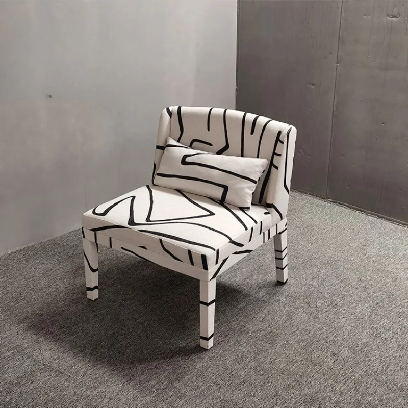 Modern Minimalist Nordic Art Graffiti Black & White Pattern Lounge Chair Living Room Villa Single Sofa