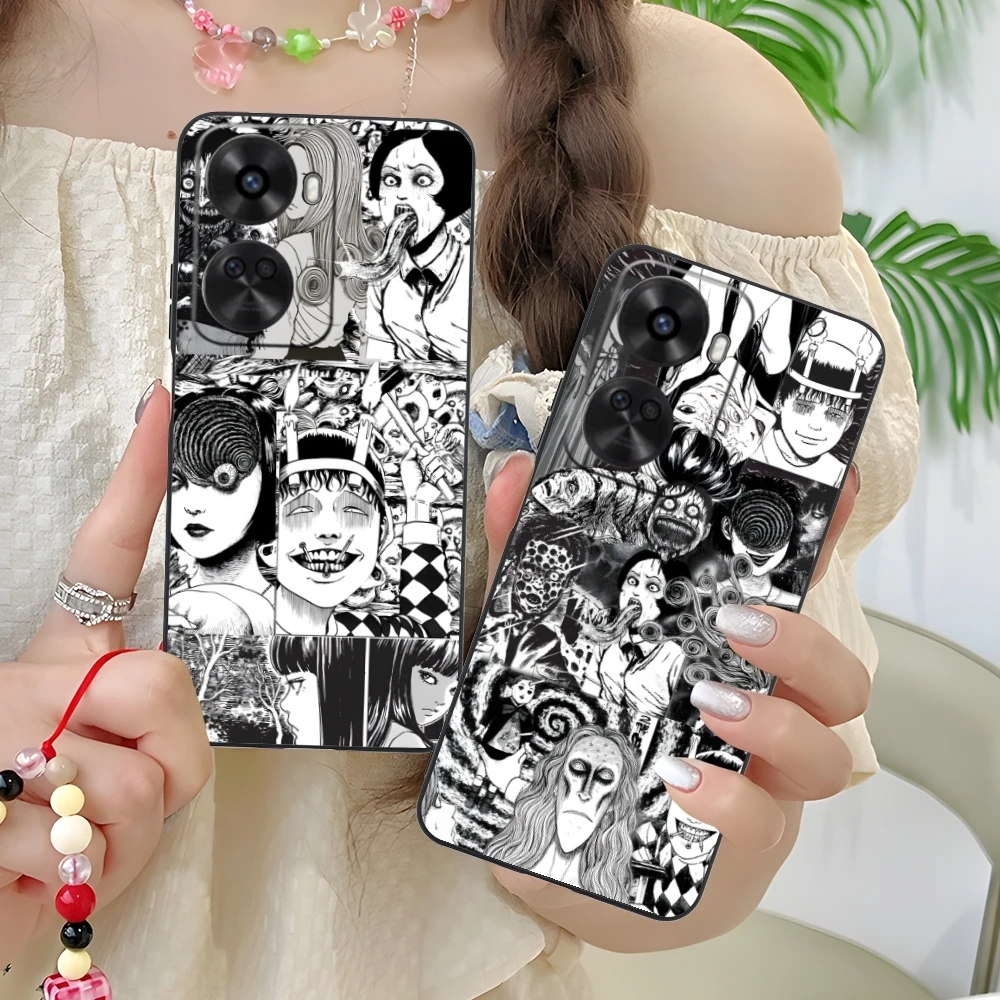 Junji Souichi Painting Mobile Cell Phone Case for Huawei Nova 12 11 10 9 8 7 Pro SE 5G Black Soft Phone Cover Shell