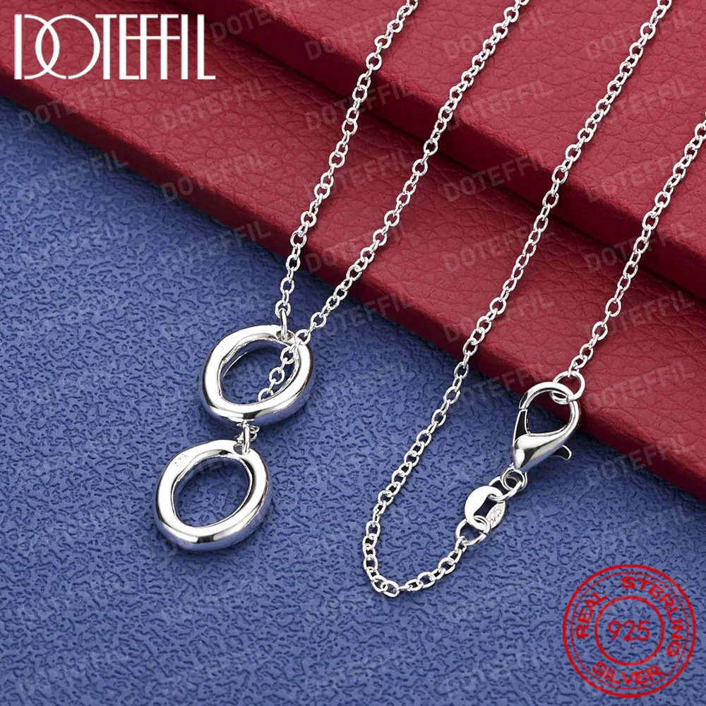 

DOTEFFIL 925 Sterling Silver Double O Pendant Necklace For Women Wedding Charm Jewelry