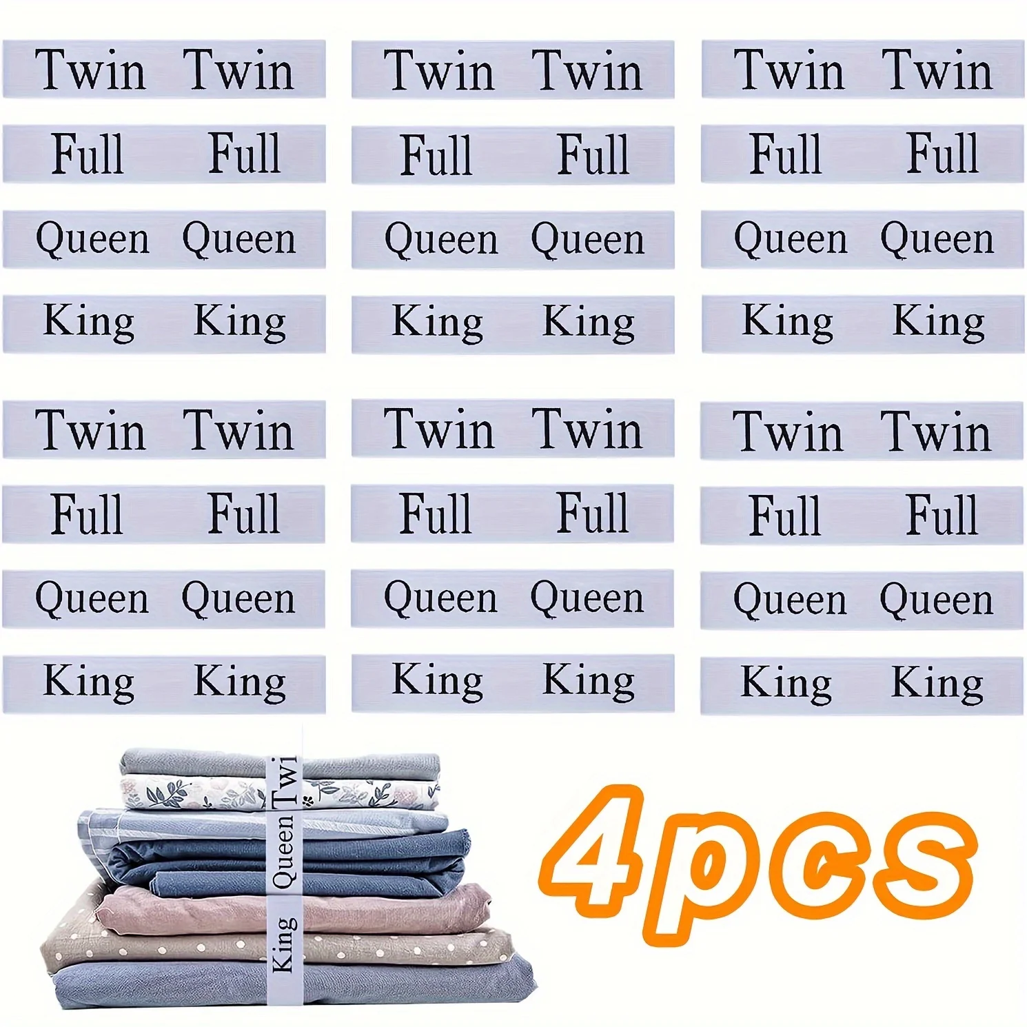 4pcs  Bed Sheet Organizer Bands, Elastic Sheet Keepers Storage Linen Labels for Closet, Bedroom, Dorm, Wardrobe and Laundry Room