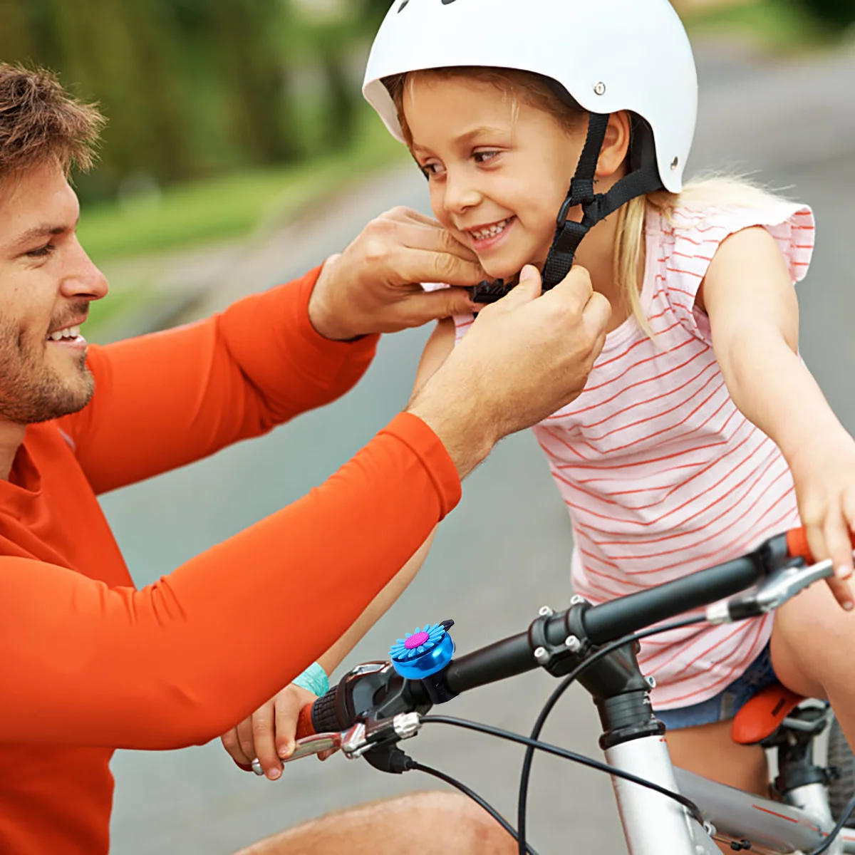 

Детский велосипедный звонок в форме подсолнуха, синий, легкий, легко прикрепляемый велосипедный звонок для детей, складной звонок на руль круизера