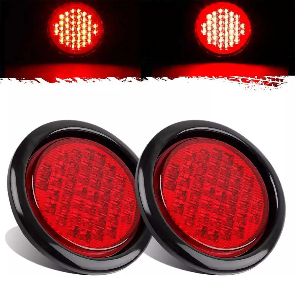 4 Inch 16 LED Round Tail Light 12V 24V Rear Brake Light Turn Signal Lamp Stop Warning Lamp For Car Truck Trailer Tractor Lorry
