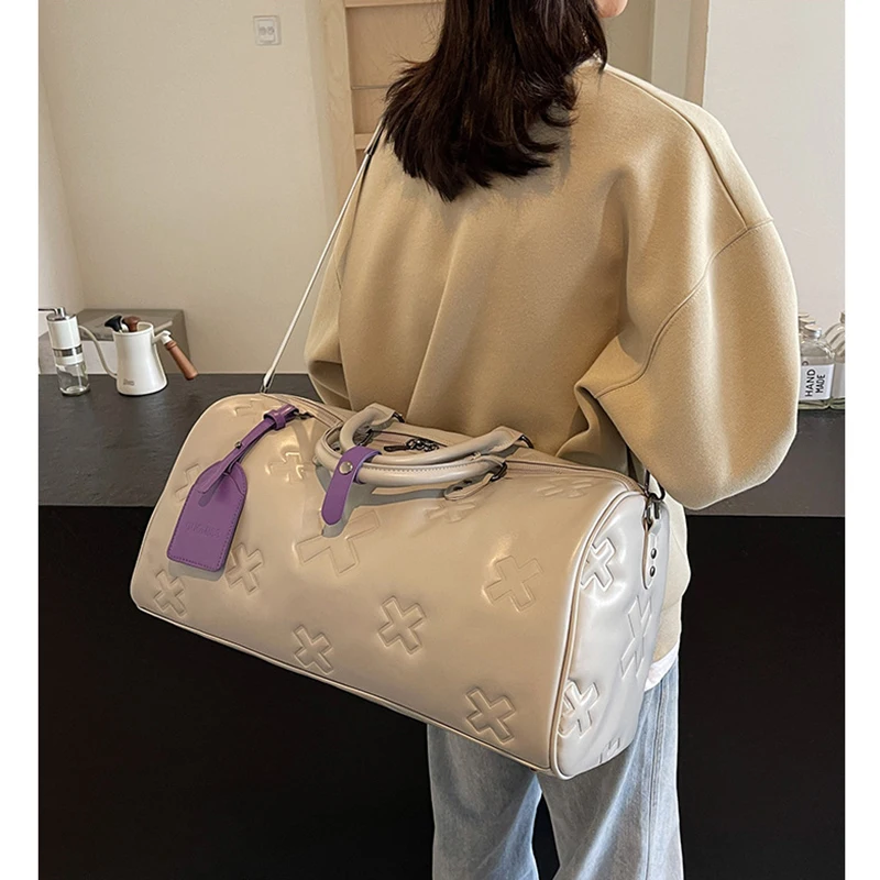 Women'S Fashion Bag PU Leather Gym Fitness Yoga Travel Luggage Boston Handbag Outdoor Duffle Sports Suitcase Shoulder Tote Bag