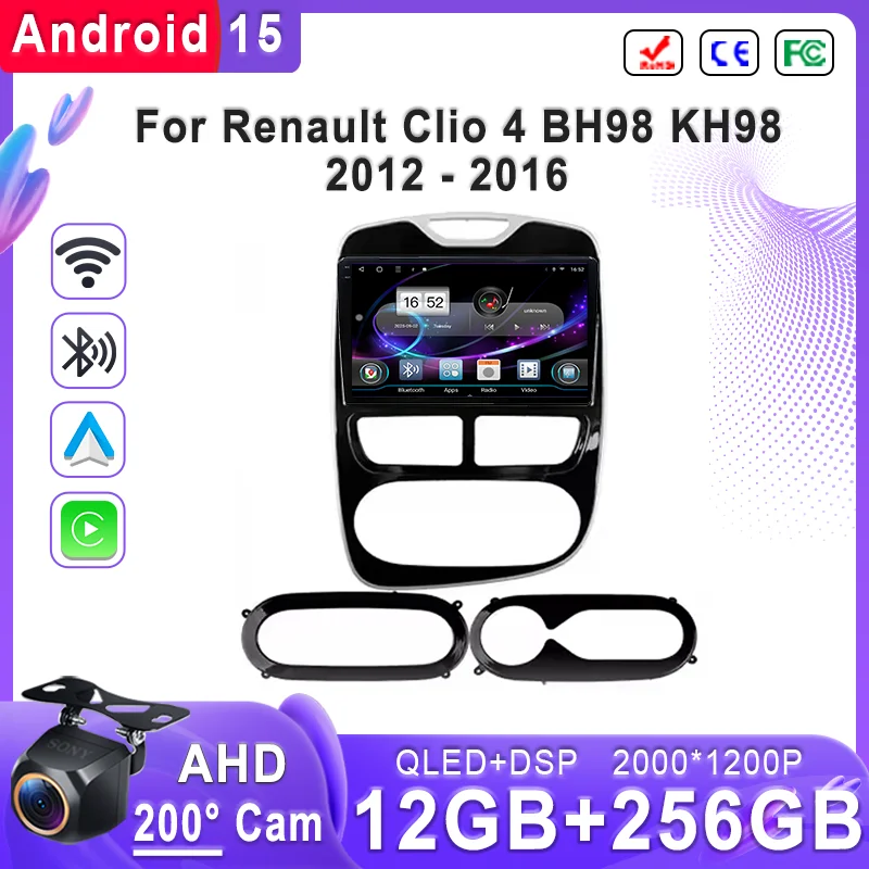 

Plug and Play For Renault Clio 4 BH98 KH98 2012 - 2016 Screen Multimedia Stereo Android 15 2K Incell GPS Navigation Head Wifi BT