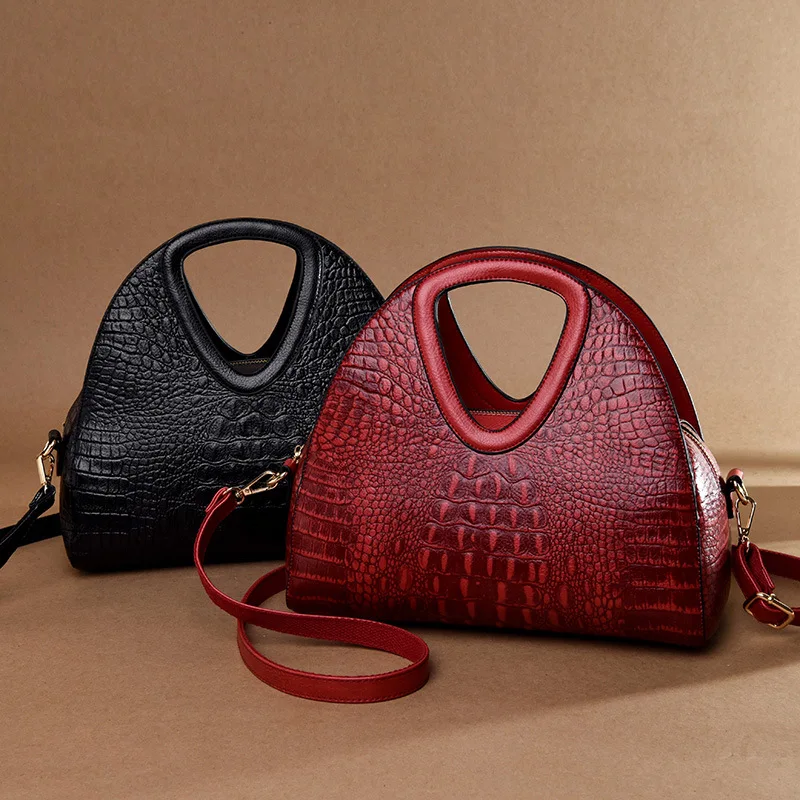 حقيبة يد نسائية فاخرة بنمط التمساح ريترو من جلد البولي يوريثان حقيبة كروس بكتف واحد حقائب بمقبض علوي محافظ نسائية كبيرة #5