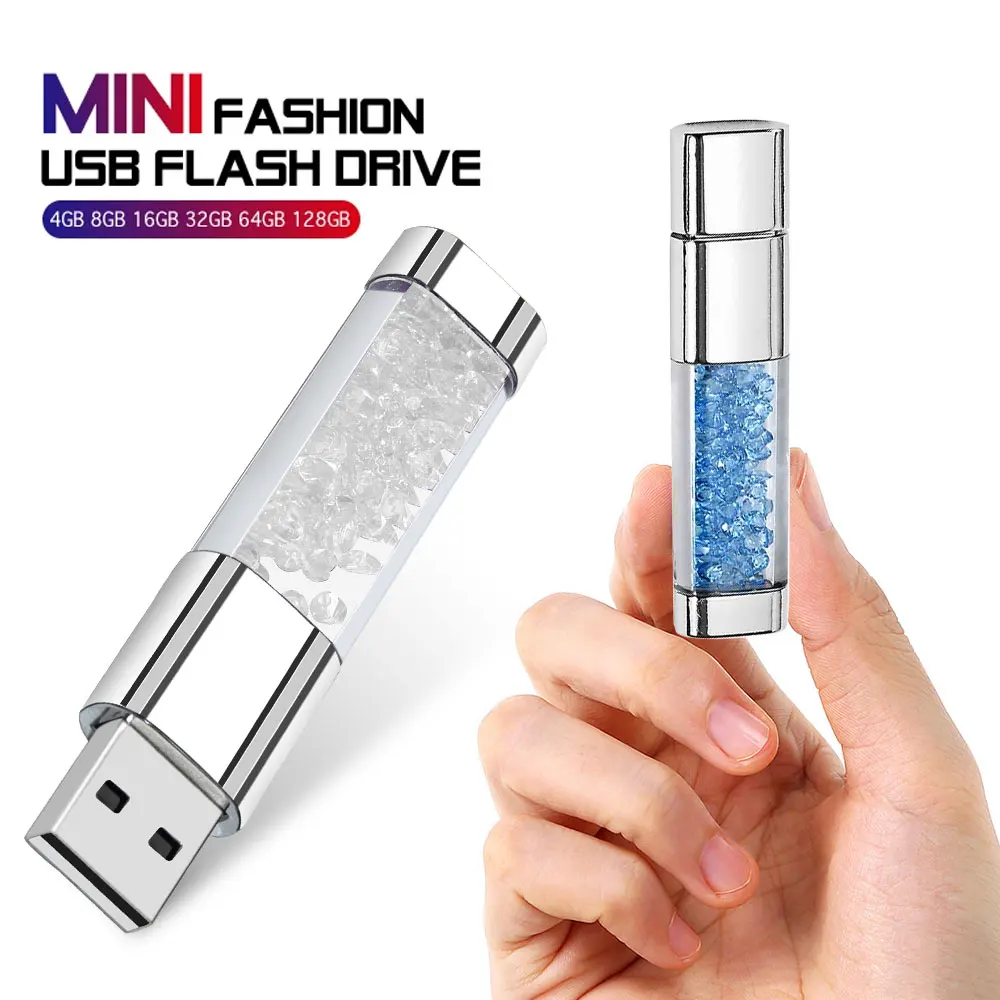 Fashion Diamond USB Flash Drive 64GB Waterproof Pendrive 64gb Memory Stick Memoria Cel USB Crystal USB Gift